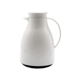 Vacuum Thermal Jug With Glass Liner White With Black Button 1LTR