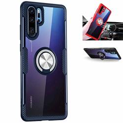Huawei P30 Pro Transparent Case 360 Rotating Ring Kickstand Protective Case Tpu+pc Shock Absorption Double Protection Cover Compatible With Magnetic Car Mount For Huawei