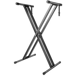 Neewer Double-braced X Frame Piano Keyboard Stand With Locking Straps Foldable Solid Iron Construction 34.6 Inches Adjustable Height For Most Keyboards Black