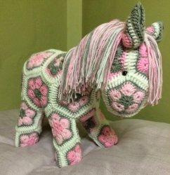 Crocheted Soft Toy - Fatty Lumpy African Flower Pony.