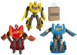 Set Of 3 Robot Transforming Cars War Robot Kids Toy & K Express Bag