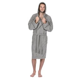 Deals on Pierre Roche Men s Towelling Bath Robe With Hood Cotton