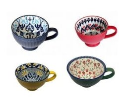 4 Porcelain Tea Cups Mugs