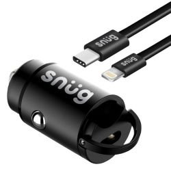 Snug MINI Pd 30W Car Charger With Type-c To Mfi Cable-black