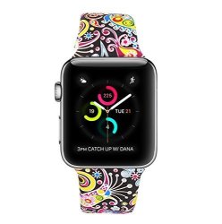 Sport Band For Apple Watch 38MM Bandex Soft Silicone Strap Replacement Wristbands For Apple Watch Sport Series 3 Series 2 Series 1 FLORAL-21 S m
