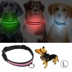 Adjustable 3-MODE LED Flashing Dog Collar Size: L Random Color