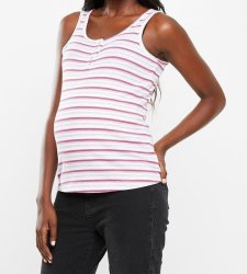 Cotton On Women's Maternity Henley Sleeveless Tank Top - Pink & White