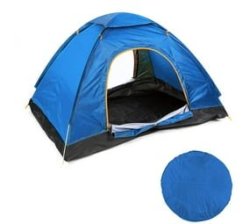 200X150CM 2 Person 2 Door Dome Pop Up Tent With Sunroof & Inner Lining - Blue