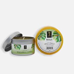Island Essence - Maui Pineapple Travel Tin Candle & Loofah Gift Collection - Natural Vegan Body Care From Hawaii