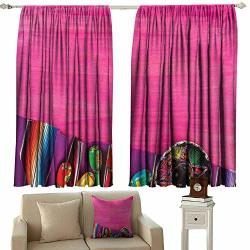 Dggo Print Window Curtain Mexican View Of Folkloric Serape Blanket Charro And Music Instruments Cultural Elements Curtains For Living Room W63X63L Inches Fuchsia Purple