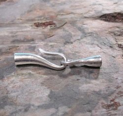 Silver Plated Cone Shaped Hook And Eye Cord Ends - Fits Up To 4MM Cord - Sold Per Set