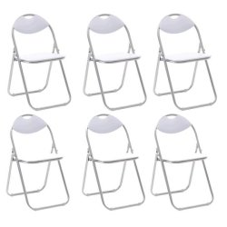 6X Camping Chair Home Padded Foldable Chair Office And Dining-white