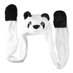 Panda Bear Plush Animal Winter Ski Hat Beanie Aviator Style Winter Long