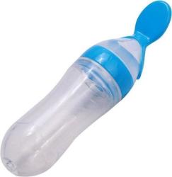 4AKID Silicone Baby Nursing Bottle With Spoon - Blue