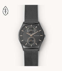 Skagen Holst Chronograph Charcoal Steel Mesh Multifunction Men's Watch SKW6180