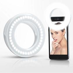 Selfie Ring Light Xinbaohong Rechargeable Portable Clip-on Selfie Fill Light With 40 LED For Smart Phone Photography Camera Video Girl Makes Up White 40LED