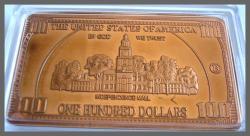 Copper Clad Bar 100 Dollars U.s.a.