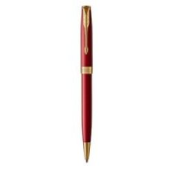 Sonnet Medium Nib Ballpoint Pen Red With Gold Trim Black Ink - Presented In A Gift Box