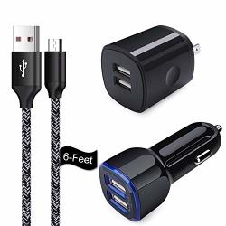 Wall Charging Brick Android Micro USB Cable Dual USB Car Charger Adapter Fast Charger Compatible For Samsung Galaxy A6 J7 PRIME J7 CROWN J7 STAR J7 Sky