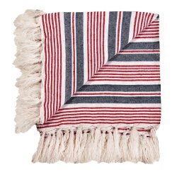 Mainstays - Double Cotton Throw Multi Stripe Navy Red