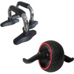 Deluxe Ab Roller Wheel & Push Up Bars Combo