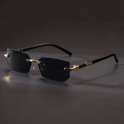 Y2K Style Men's Square Glasses: Retro Charm For Everyday Wear - PC Lens Stainless Steel Frame No Frames Included