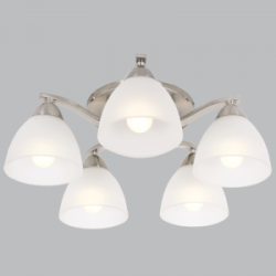 Bright Star Lighting - Satin Chrome Flush Mount Chandelier With Frosted Down Facing Glass