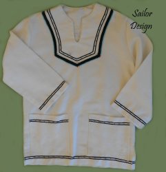 Traditional Ibayi Mens Top - Orange Sailor Style 34