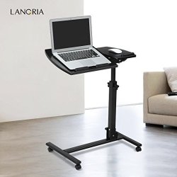 LANGRIA Laptop Rolling Cart Table Height Adjustable Mobile Laptop Stand Desk