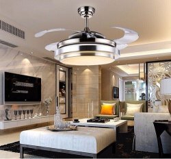 Ultra Quiet 42" Hidden Blade LED 30W Cool And Warm White Invisible Ceiling Fan Lamp Remote Control