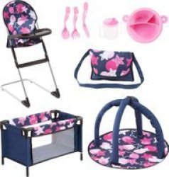 9IN1 Travelbed Set Blue Pink