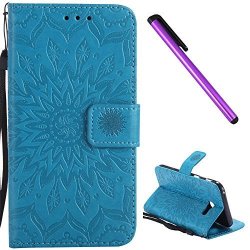 Samsung Galaxy A5 2017 Case Cover Emaxeler Stylish Wallet 3D Embossed Kickstand Flip Sun Flower Three Dimensional Cards Slot Cash Pockets Pu Leather For