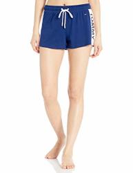 Tommy Hilfiger Women's Retro Style Lounge Short Bottom With Hilfiger Logo Waistband Blue Depths With Heart Tommy S