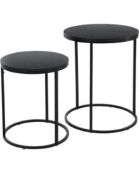 Trends Two Metal Side Tables With Pinewood Top - Black