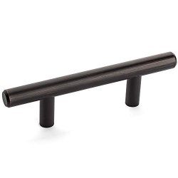 25 Pack - Cosmas 305-2.5ORB Oil Rubbed Bronze Cabinet Hardware Euro Style Bar Handle Pull - 2-1 2" Hole Centers 4-7 8" Overall Length