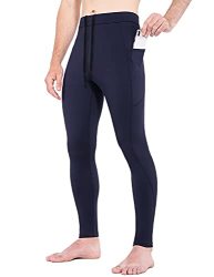 Baleaf Men's Thermal Running Tights Leggings Water Resistant With Pockets Cold Weather Hiking Cycling Fleece Pants Navy XL