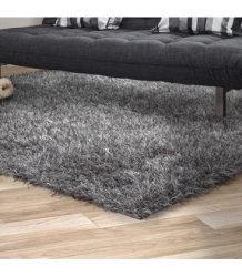 Clara Polyester Shaggy Carpet in Grey