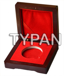 Mahogany Coin Box With Red Felt Finish 45mm Insert For 40mm Capsule
