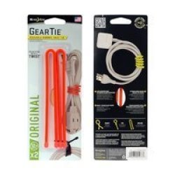Nite-ize Gear Tie Reusable Rubber Twist Tie 12 In 2 Pack Bright Orange