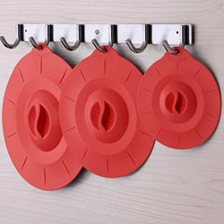 YJYdada 3PCS Silicone Fresh Cover Wrap Cover Microwave Oven Refrigerator Bowl Seal Lid Red