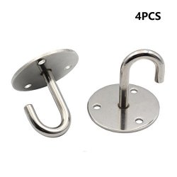 Stainless Steel Round Base Screws Mount Ceiling Hooks Hanging Hook For  Ceiling Fan Yoga And Hanging Plant Diameter 52MM 4PCS
