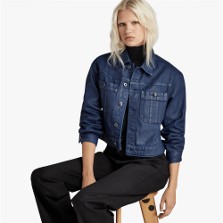 Women&apos S Cropped Utility Blue Denim Jacket