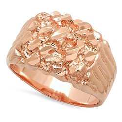 The Bling Factory Rose Gold Plated Nugget Ring Size 14 + Microfiber Jewelry Polishing Cloth