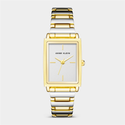 Anne Klein Gold & Silver Plated Rectangular Bracelet Watch