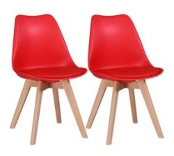 2 Pcs Dining Chairs High Back Kitchen Chairs Tulip Side Chairs - Red