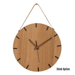 Liam Wall Clock In Oak - 250MM Dia Clear Varnish Sleek Black Second Hand