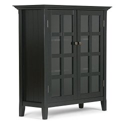 Simpli Home AXREG007-BL Acadian Solid Wood 39 Inch Wide Rustic Medium Storage Cabinet In Black