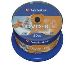- 4.7gb Dvd-r 16x - Wide Printable Spindle Box Of 50