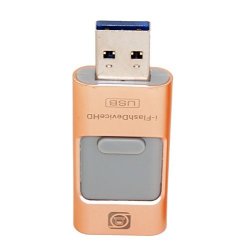 16GB 2 In 1 USB I Flash Drive Mfi Ios 9 USB Flash Drive Compatible For PC 2.0 3.0 .and Iphone Ipad Ipod Mac Gold.