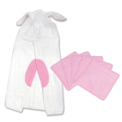 Trend Lab 6-piece Bunny Hooded Towel And Wash Kit In White